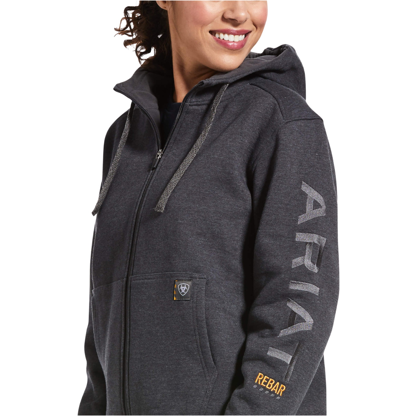 2026 Ariat Womens Rebar All-Weather Full Zip Hoodie 10032910 - Charcoal Heather